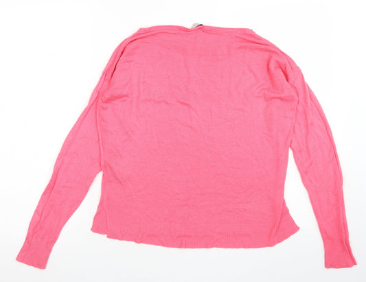 Nutmeg Womens Pink Boat Neck  Acrylic Pullover Jumper Size 12