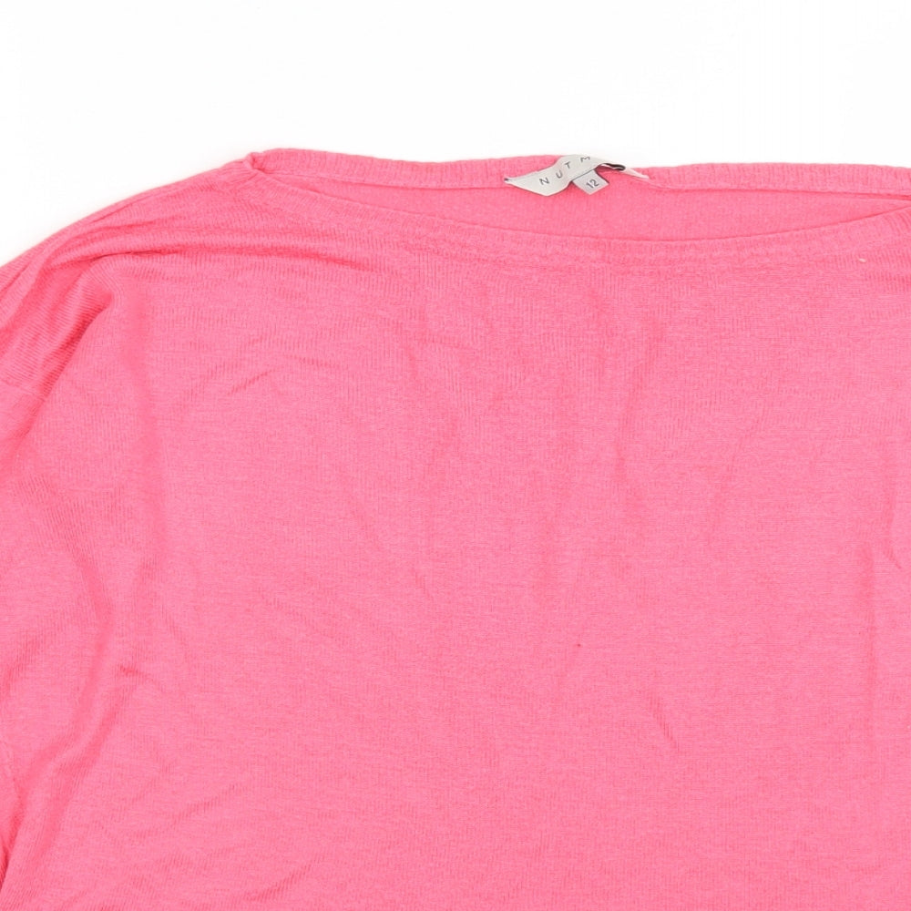 Nutmeg Womens Pink Boat Neck  Acrylic Pullover Jumper Size 12