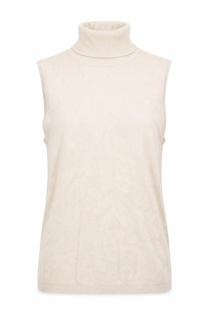 Front view of Primark women’s pink roll neck viscose vest jumper, size XS