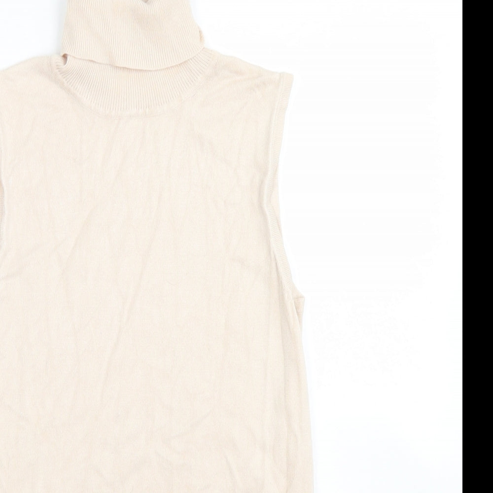 Primark Womens Pink Roll Neck  Viscose Vest Jumper Size XS