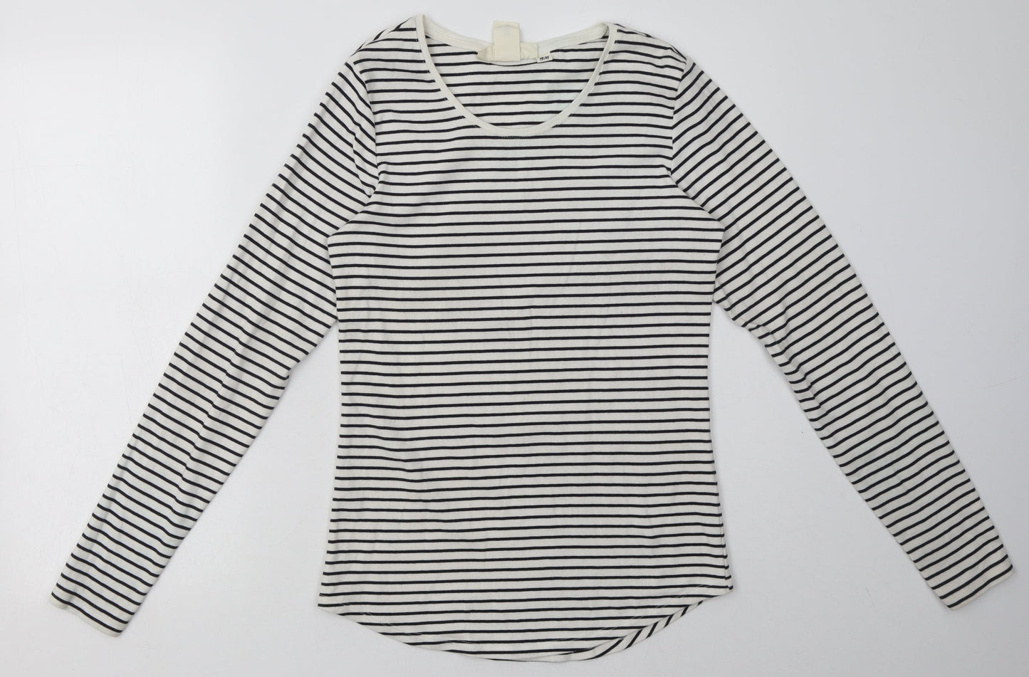 H&M Womens White Striped Coir Pullover Sweatshirt Size L  Pullover