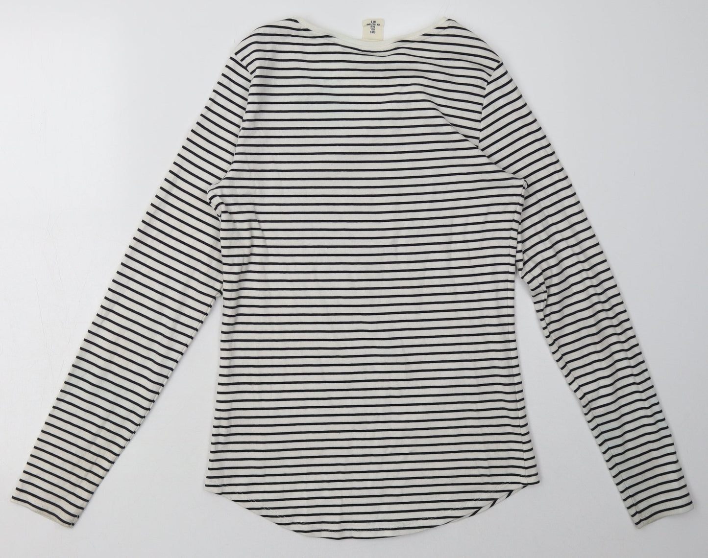 H&M Womens White Striped Coir Pullover Sweatshirt Size L  Pullover