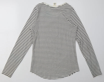 H&M Womens White Striped Coir Pullover Sweatshirt Size L  Pullover