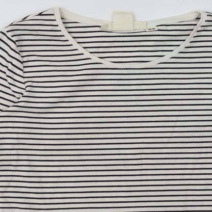 H&M Womens White Striped Coir Pullover Sweatshirt Size L  Pullover