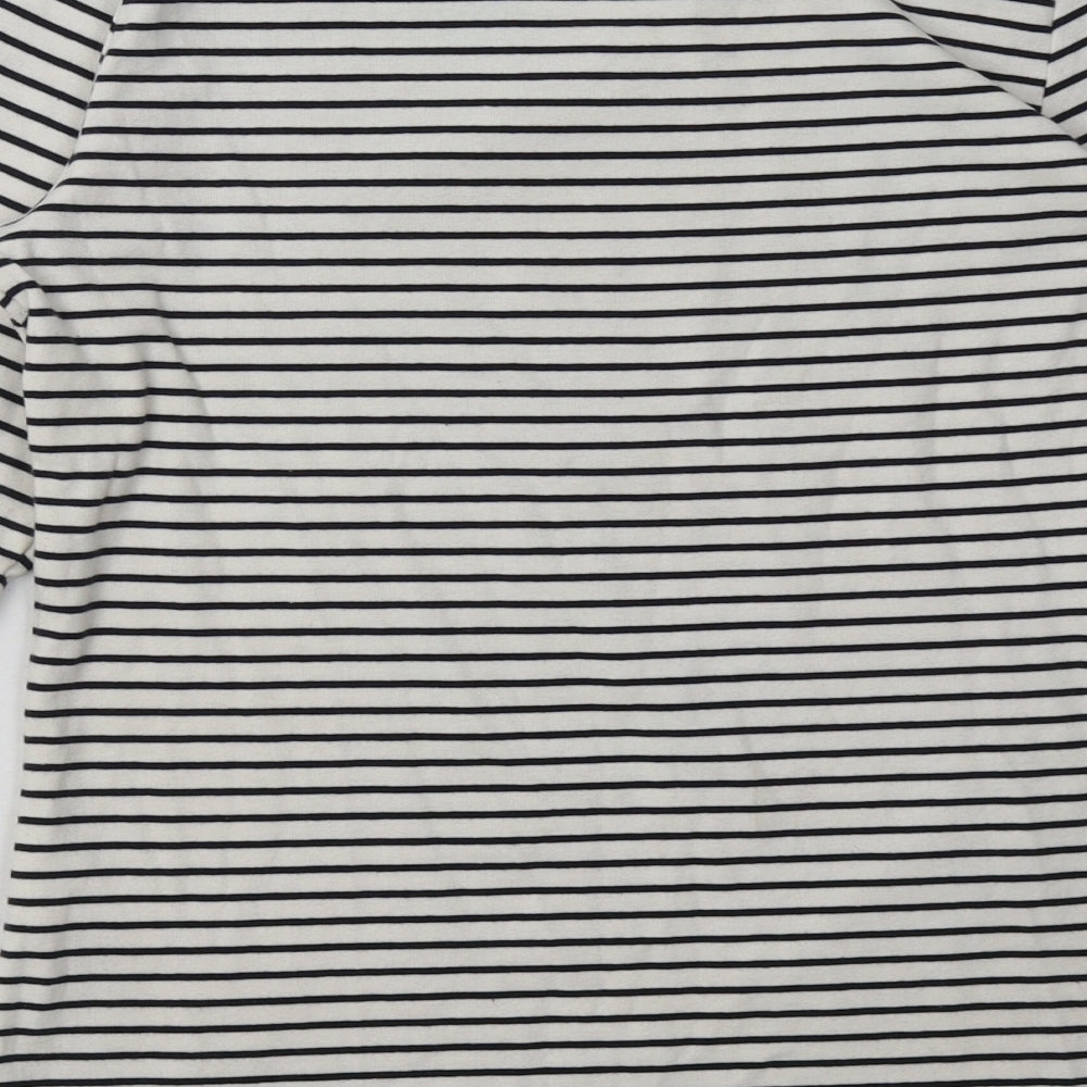 H&M Womens White Striped Coir Pullover Sweatshirt Size L  Pullover