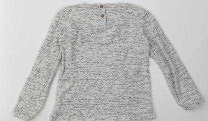 Back view of Next girls’ grey coir basic casual, size 4-5, years crew neck button - love
