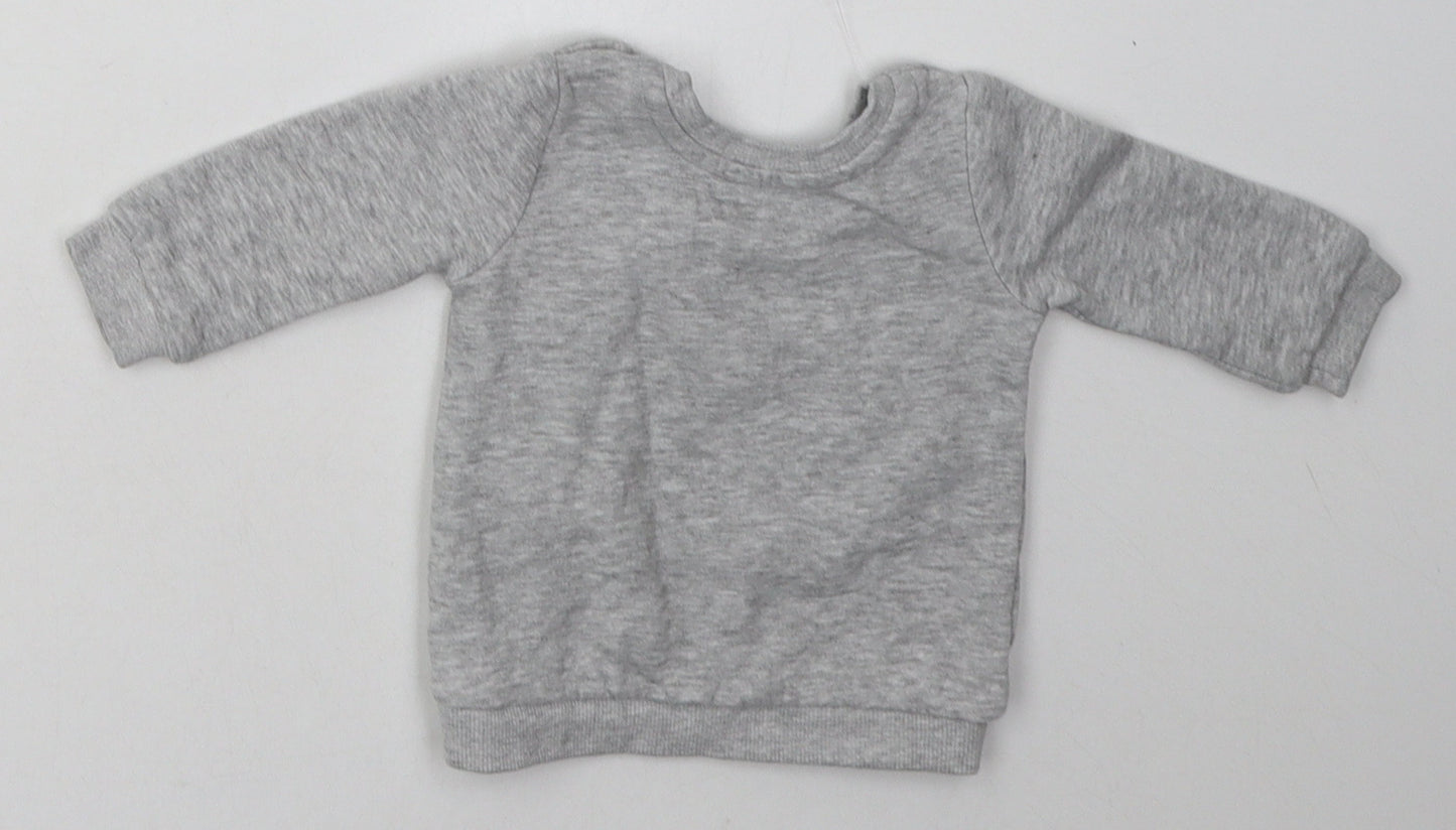 Matalan Boys Grey  Cotton Basic Casual Size 3-6 Months Crew Neck Buckle - born for adventure