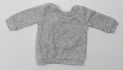 Matalan Boys Grey  Cotton Basic Casual Size 3-6 Months Crew Neck Buckle - born for adventure