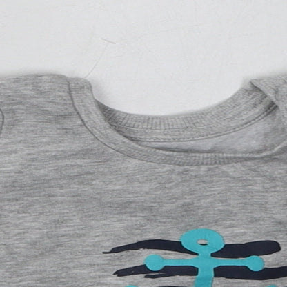 Matalan Boys Grey  Cotton Basic Casual Size 3-6 Months Crew Neck Buckle - born for adventure