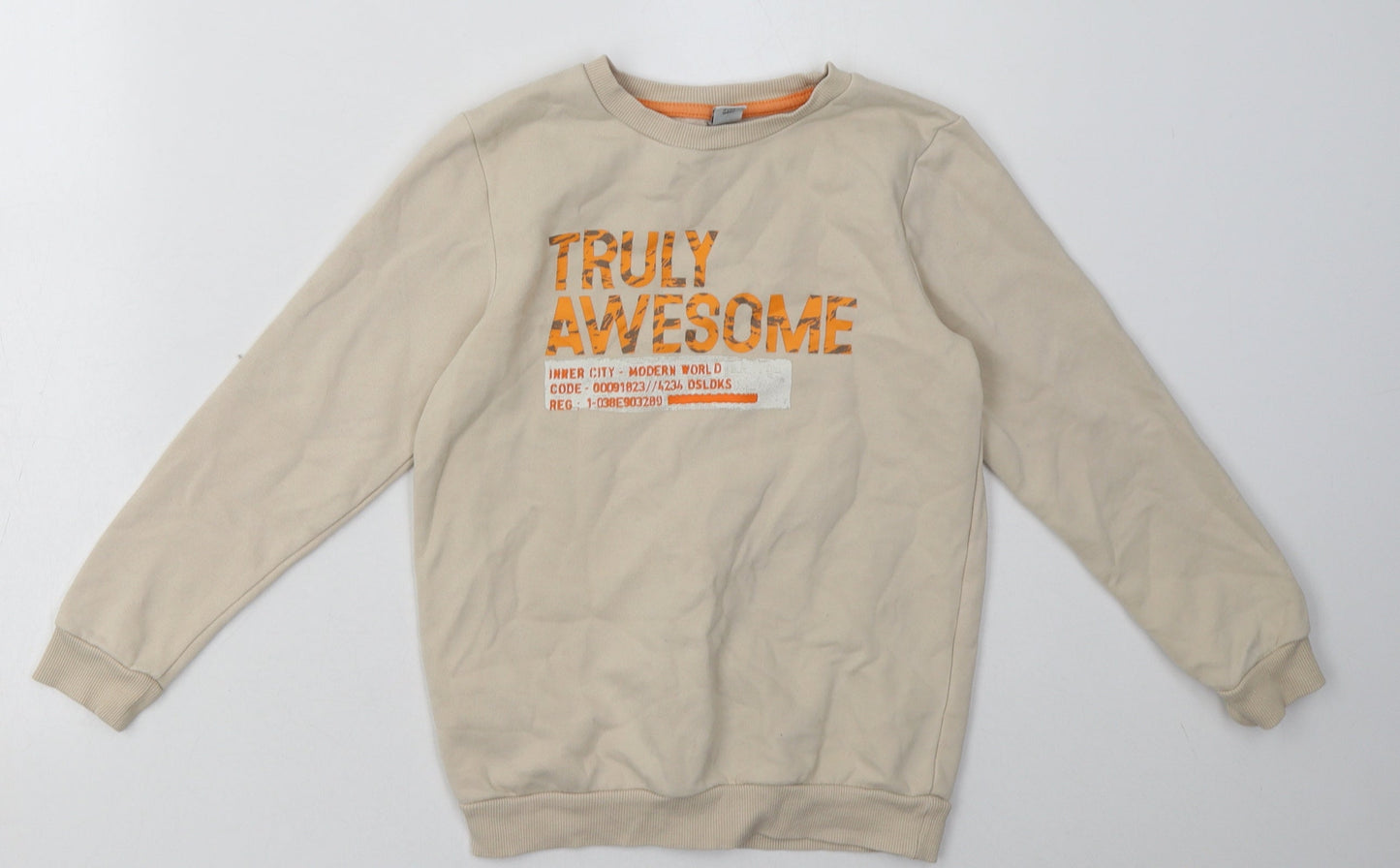 sainsburys Boys Beige  Cotton Pullover Sweatshirt Size 7 Years  Pullover - truly awesome