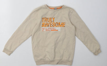 sainsburys Boys Beige  Cotton Pullover Sweatshirt Size 7 Years  Pullover - truly awesome
