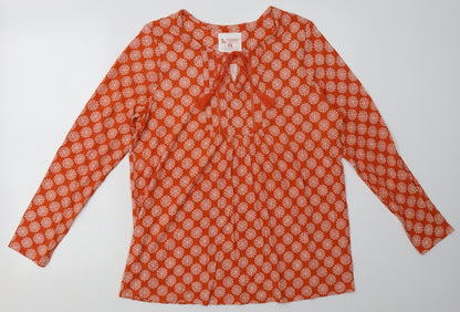 Additional front view of TU women’s orange geometric cotton pullover sweatshirt, size UK 14, pullover