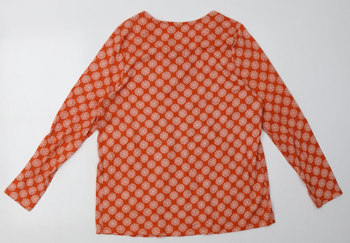 Back view of TU women’s orange geometric cotton pullover sweatshirt, size UK 14, pullover