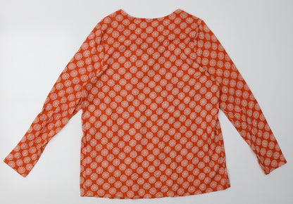 Back view of TU women’s orange geometric cotton pullover sweatshirt, size UK 14, pullover