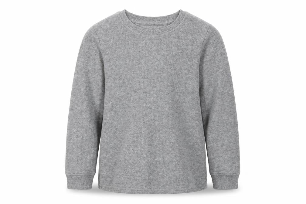 Front view of Marks & Spencer boys’ grey coir pullover sweatshirt, size 7-8, years pullover