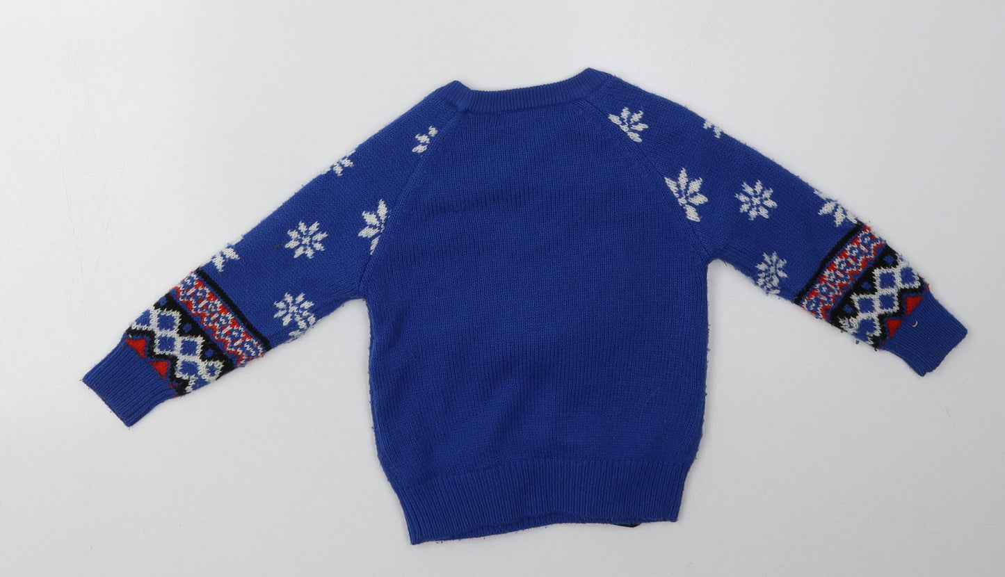 George Boys Blue Geometric Acrylic Pullover Sweatshirt Size 2 Years  Pullover - Christmas