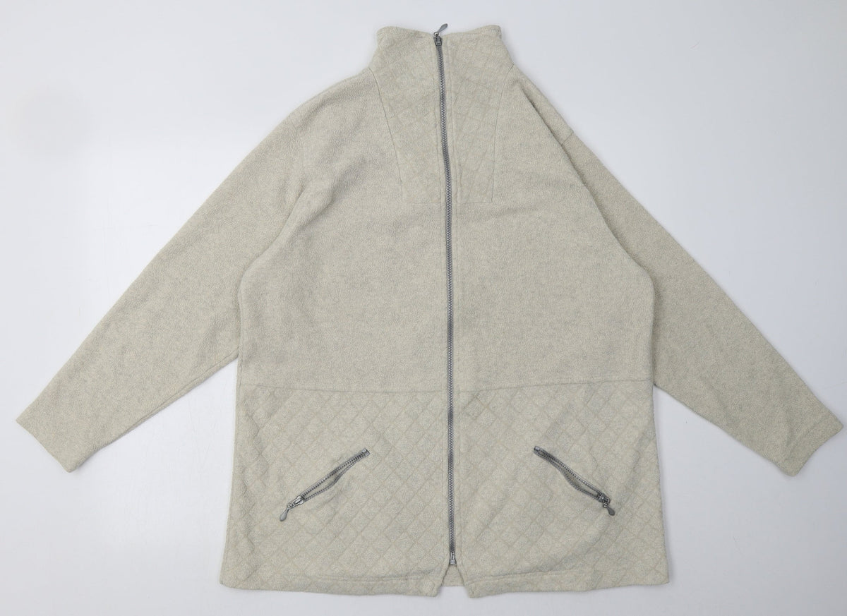 Front view of Instyle men’s beige polyester full zip sweatshirt, size L