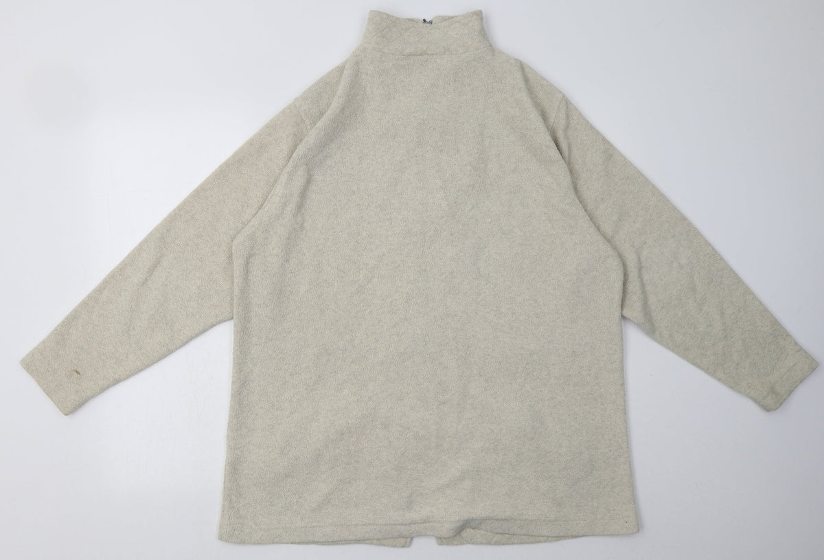 Back view of Instyle men’s beige polyester full zip sweatshirt, size L