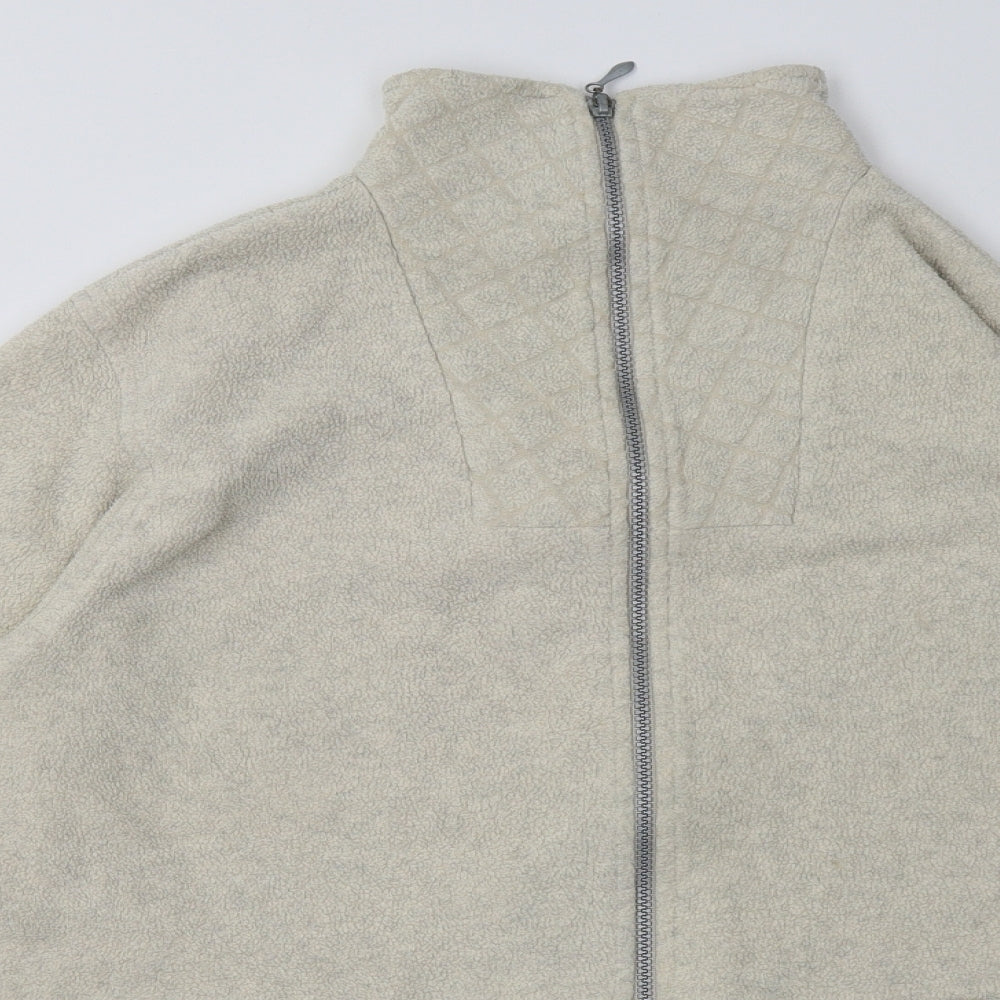 Close-up detail of Instyle men’s beige polyester full zip sweatshirt, size L