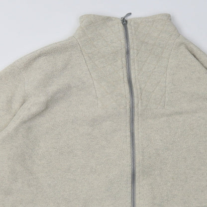 Close-up detail of Instyle men’s beige polyester full zip sweatshirt, size L
