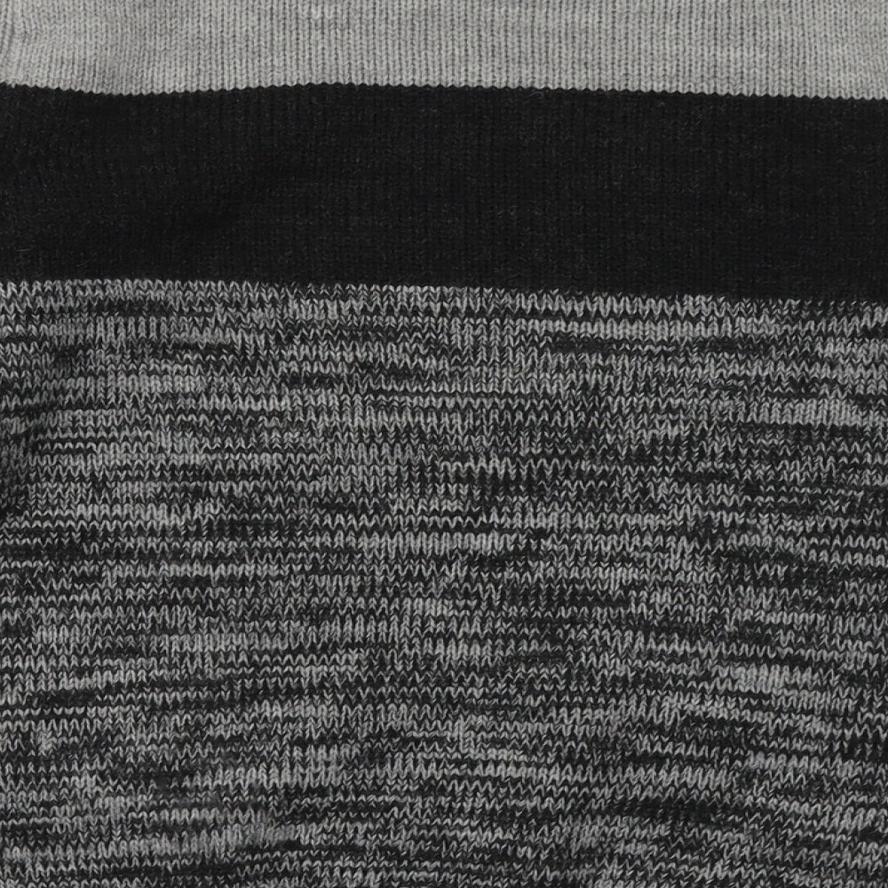 George Mens Grey Striped Acrylic Pullover Sweatshirt Size S