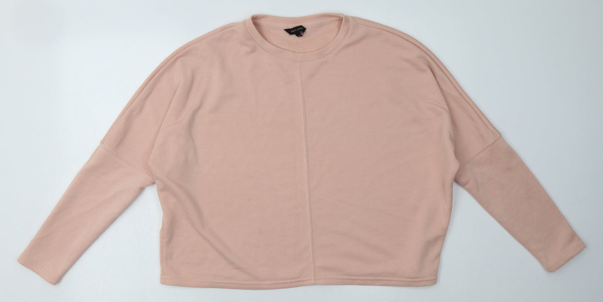 Additional front view of New Look women’s pink polyester pullover sweatshirt, size UK 12, pullover