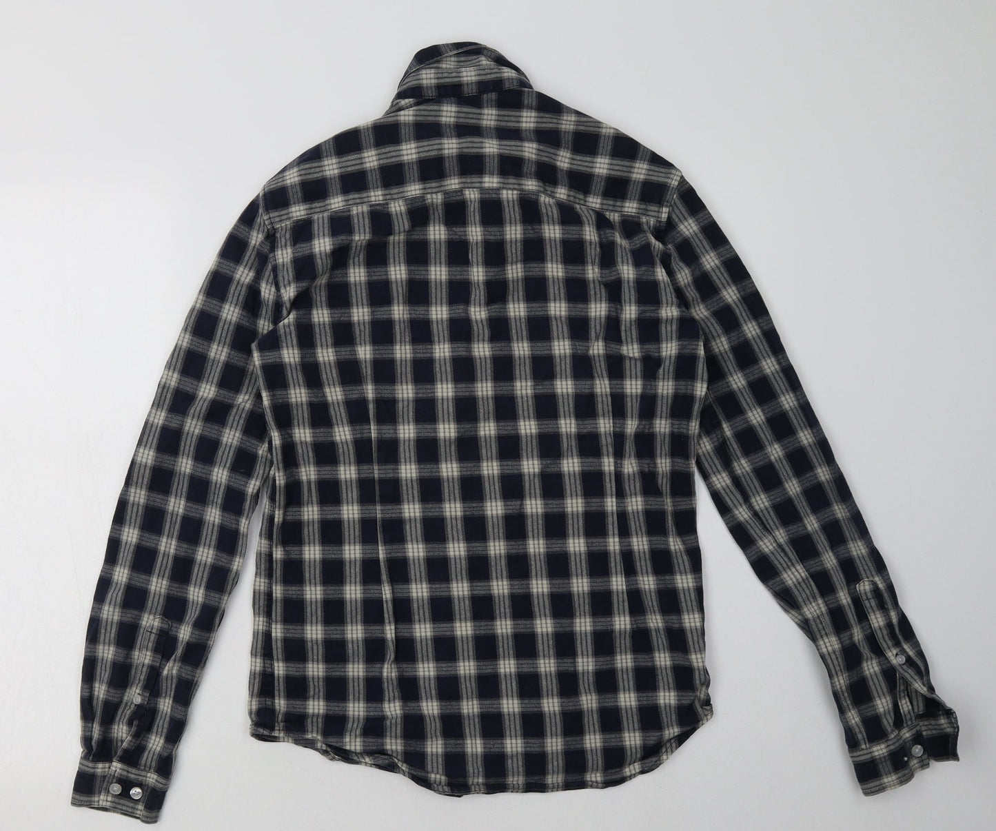 ASOS Mens Blue Check Cotton  Button-Up Size M Collared Button