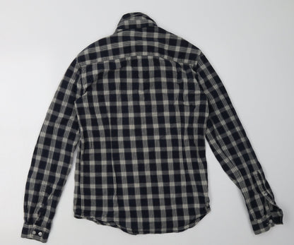 ASOS Mens Blue Check Cotton  Button-Up Size M Collared Button