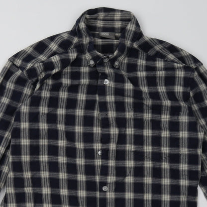 ASOS Mens Blue Check Cotton  Button-Up Size M Collared Button