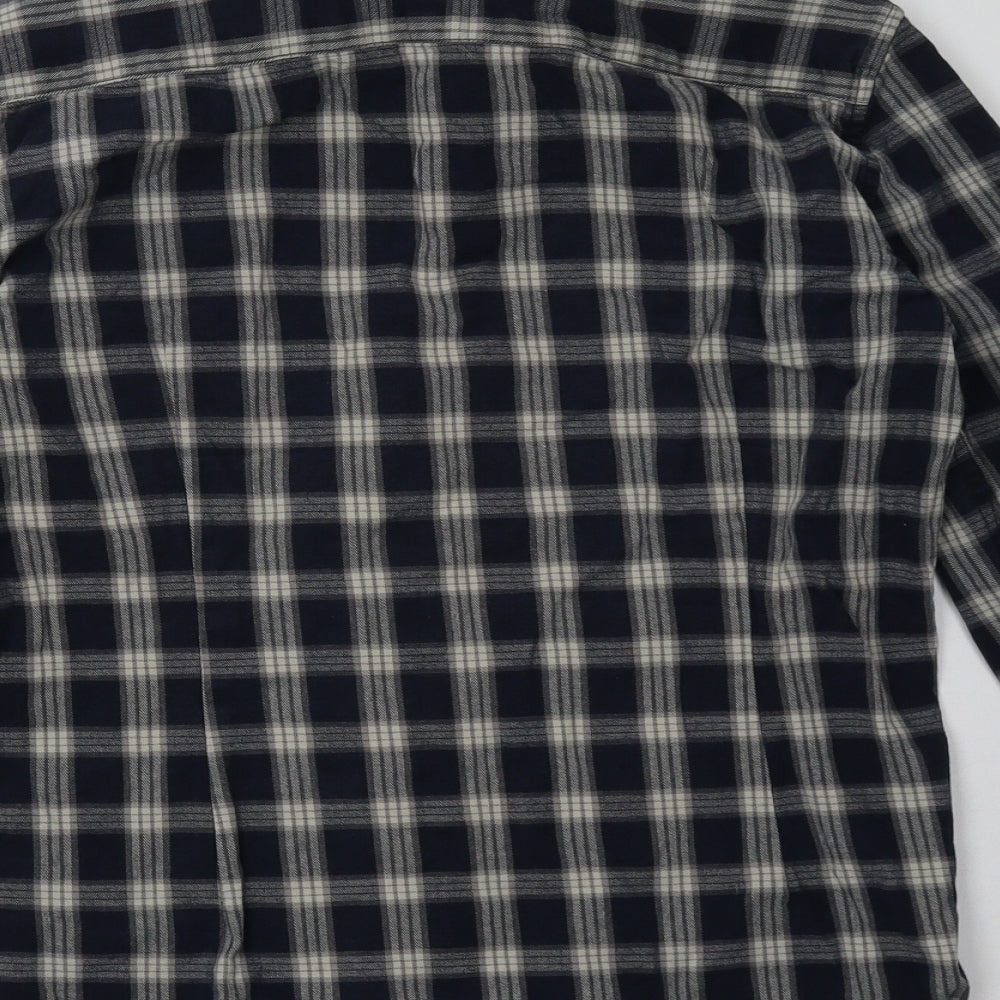 ASOS Mens Blue Check Cotton  Button-Up Size M Collared Button