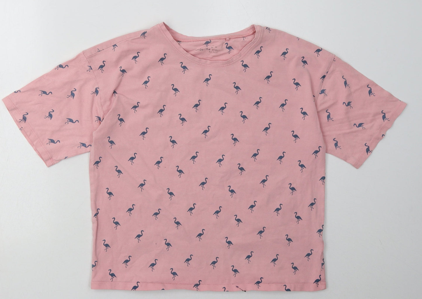 NEXT Girls Pink Polka Dot Cotton  Pyjama Top Size 12 Years  Pullover - Flamingo Print