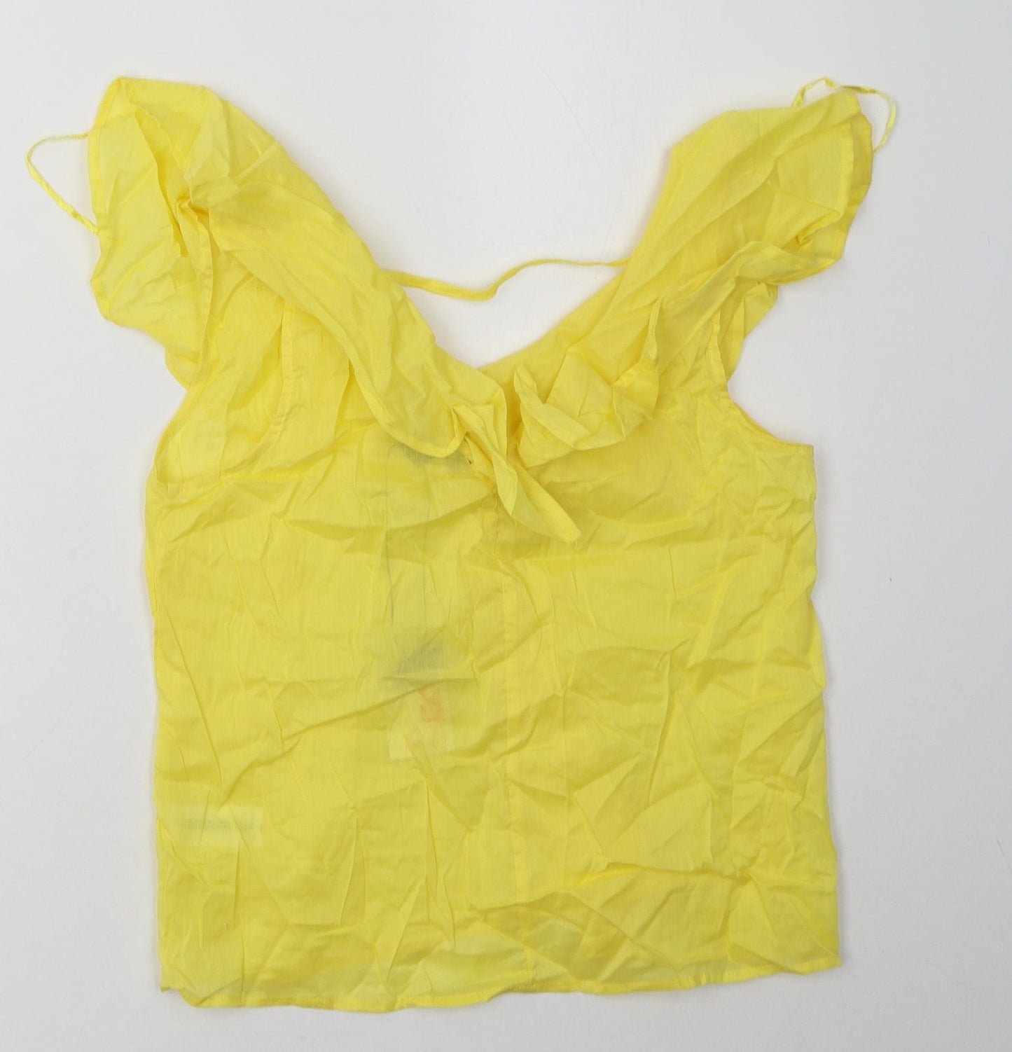 Primark Womens Yellow  Cotton Basic Tank Size 8 V-Neck