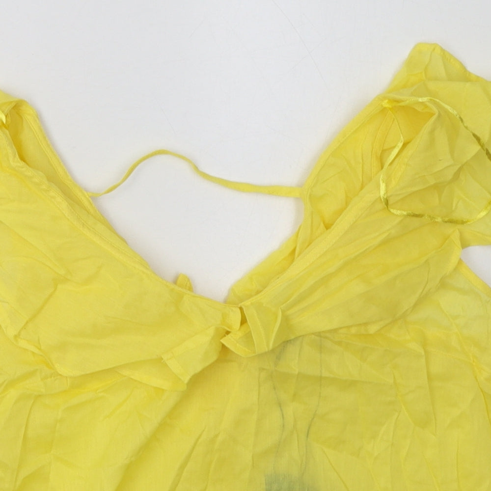 Primark Womens Yellow  Cotton Basic Tank Size 8 V-Neck