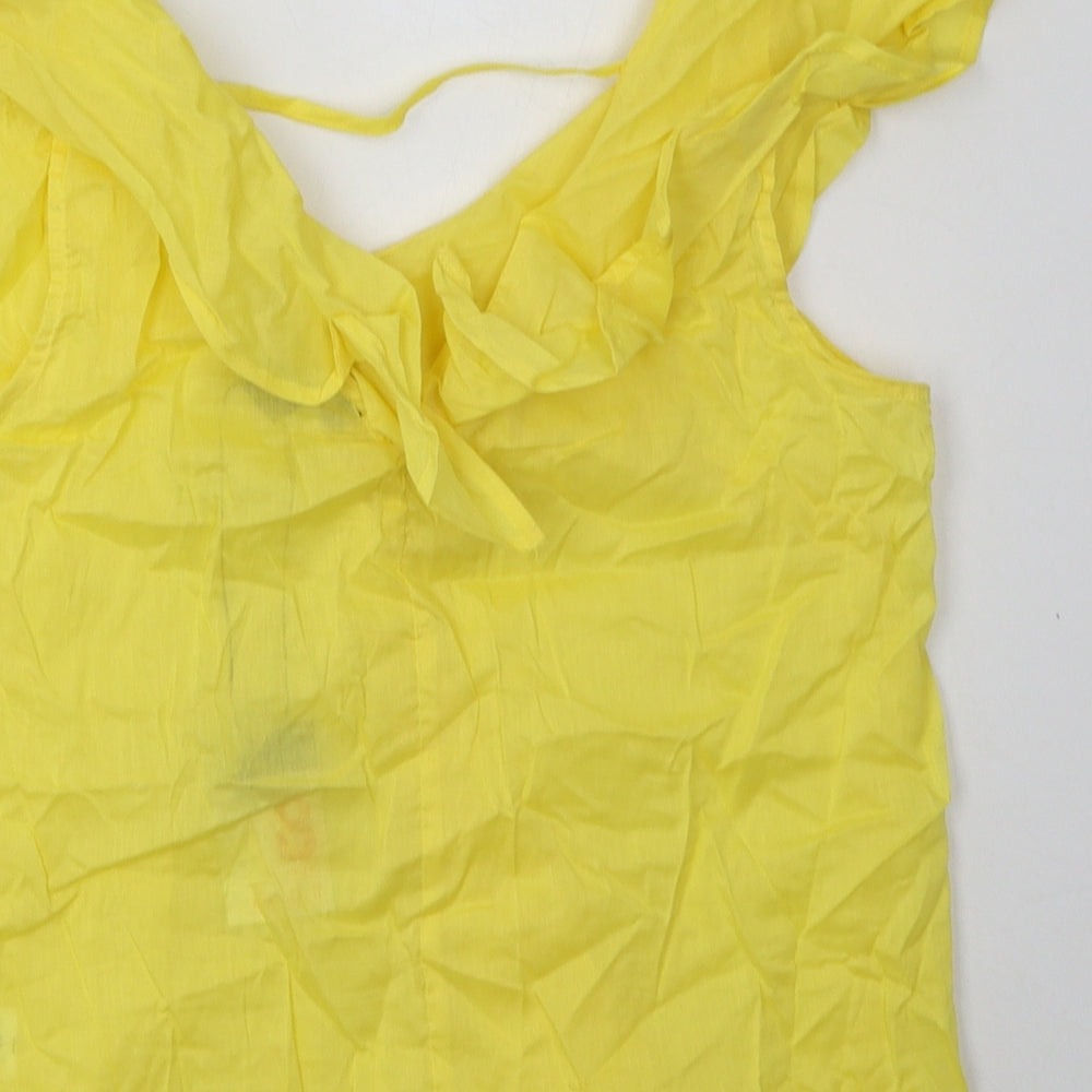 Primark Womens Yellow  Cotton Basic Tank Size 8 V-Neck