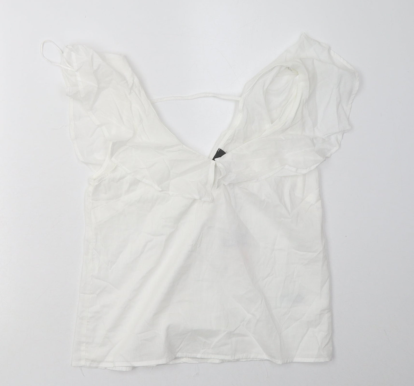 Primark Womens White  Cotton Basic Tank Size 8 V-Neck