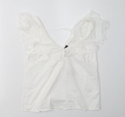 Primark Womens White  Cotton Basic Tank Size 8 V-Neck