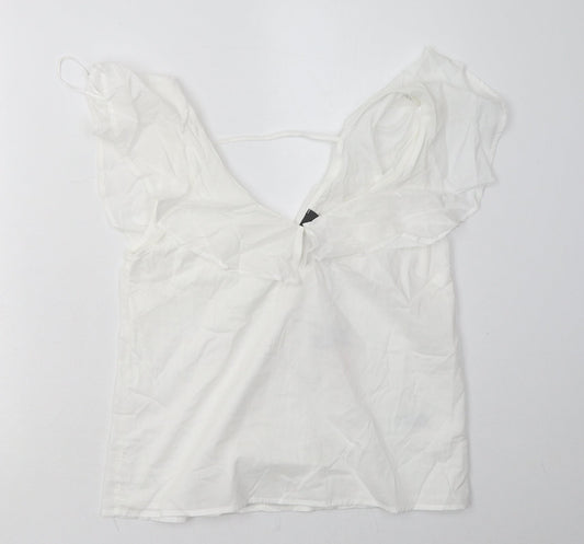 Primark Womens White  Cotton Basic Tank Size 8 V-Neck