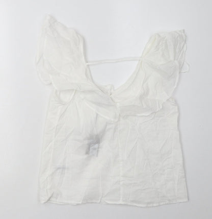 Primark Womens White  Cotton Basic Tank Size 8 V-Neck