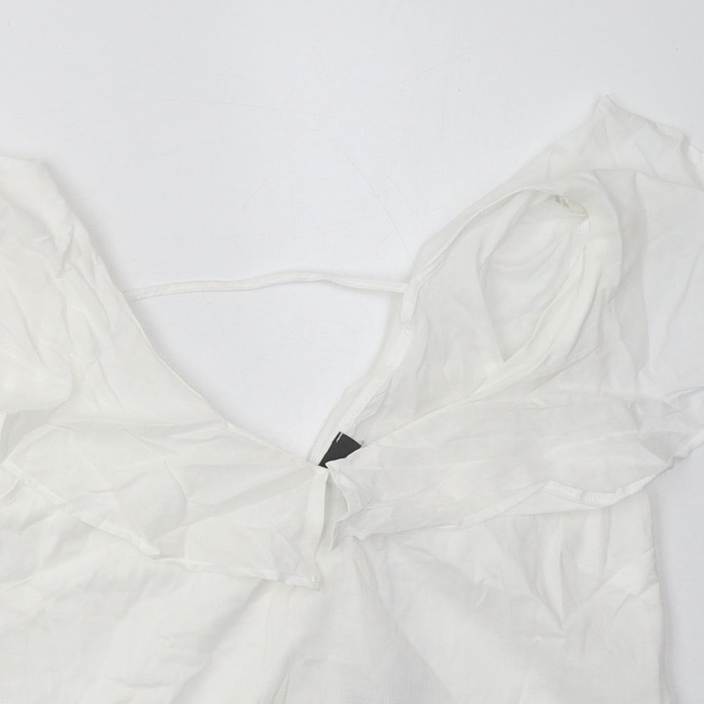 Primark Womens White  Cotton Basic Tank Size 8 V-Neck