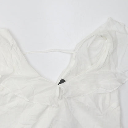 Primark Womens White  Cotton Basic Tank Size 8 V-Neck