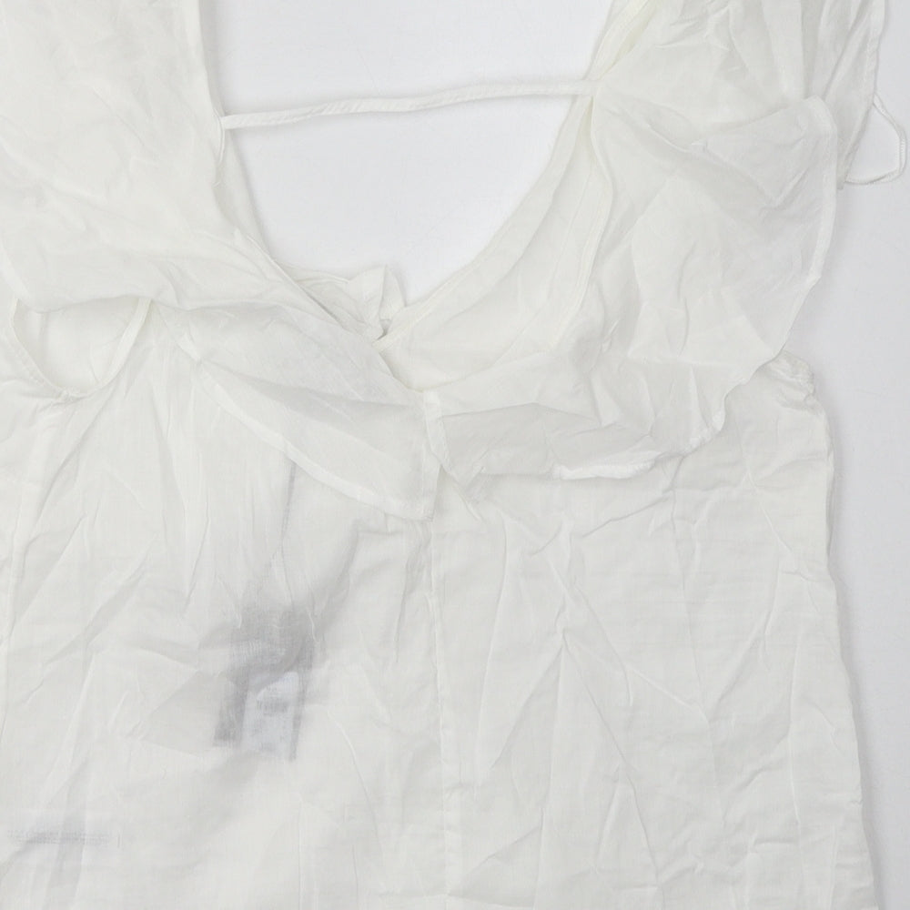 Primark Womens White  Cotton Basic Tank Size 8 V-Neck