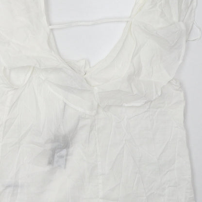 Primark Womens White  Cotton Basic Tank Size 8 V-Neck