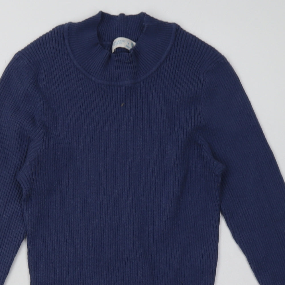 Close-up detail of Primark women’s blue viscose pullover sweatshirt, size L, pullover