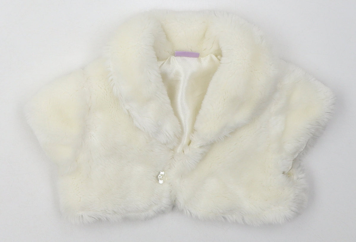 Additional front view of Cherokee girls’ white basic jacket jacket, size 2-3, years button