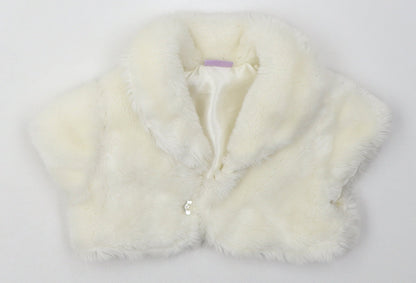 Additional front view of Cherokee girls’ white basic jacket jacket, size 2-3, years button