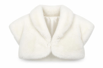Front view of Cherokee girls’ white basic jacket jacket, size 2-3, years button