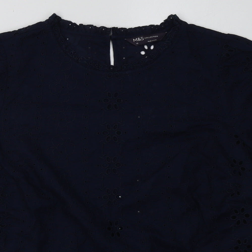 Womens UK Size 10 Marks and Spencer Blue Basic T-Shirt