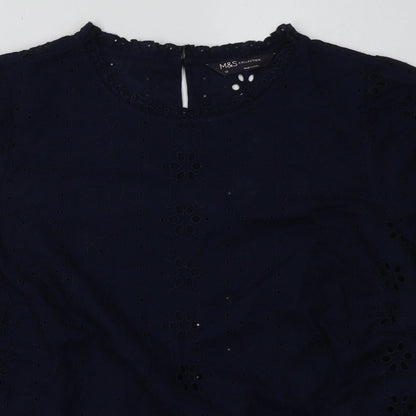 Womens UK Size 10 Marks and Spencer Blue Basic T-Shirt