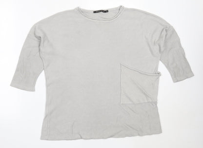 Additional front view of Magan women’s grey round neck cotton jumper, size L