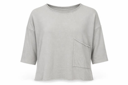 Front view of Magan women’s grey round neck cotton jumper, size L